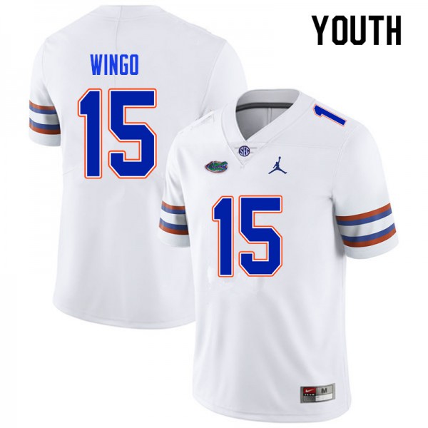 Youth #15 Derek Wingo Florida Gators College Football Jersey White